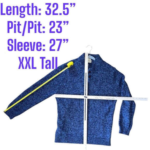 LL BEAN Men's Classic Ragg Blue Lambswool Henley Pullover Sweater XXL Tall - Picture 6 of 6